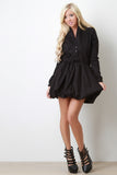 Button-Up Bubble Skirt Poplin Dress