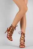 Shoe Republic LA Loops Lace Up Open Toe Heel