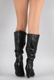 Wild Diva Lounge Vegan Suede Slouchy Chunky Heel Boot