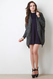 Marled Knit Open Front Dolman Sleeves Cardigan