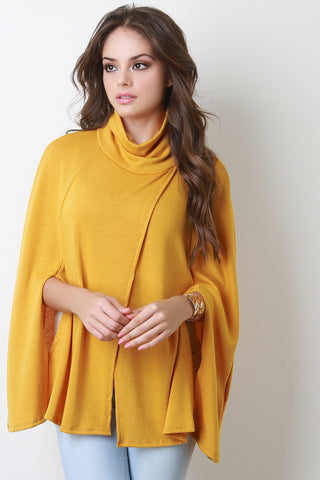 Soft Knit Turtleneck Wrap Cape