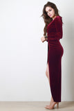 Velveteen Surplice Maxi Dress