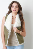 Vegan Suede And Faux Shearling Vest