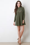 Long Sleeve Ribbed Knit Shift Dress