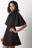 Turtleneck Cape Flare Dress