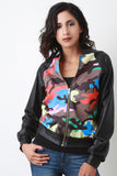 Colorful Camouflage Vegan Leather Jacket