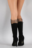 Suede Strappy Pointy Toe Lace Up Stiletto Boots