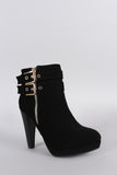 Moto Straps Platform Chunky Heel Booties