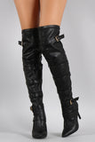 Pointy Toe Buckled Straps Stiletto Over-The-Knee Boots