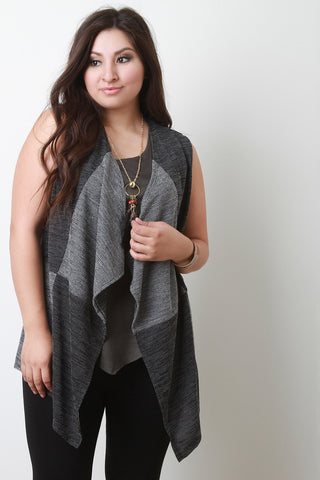 Textured Patchwork Drape Front Sleeveless Vest