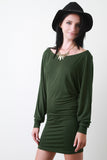 Jersey Knit Dolman Sleeve Mini Dress