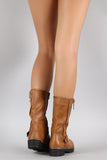 Buckled Zipper Trim Riding Mid Calf Boots