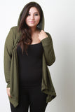 Hoodie Ribbed Knit Cardigan Sweater