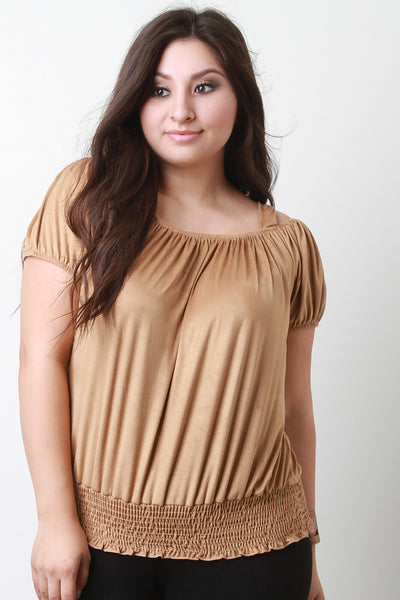 Microfiber Vegan Suede Shoulder Strap Top