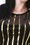 Metallic Gold Striped Velveteen Crop Top