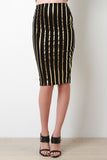 Metallic Gold Striped Velveteen Skirt