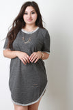 Distressed French Terry T-Shirt Dress