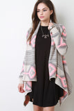 Knit Southwestern Pattern Asymmetrical Cardigan