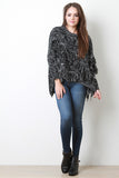 Melange Knit Fringe High-Low Sweater