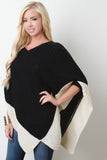 Two-Tone Thick Knit Poncho