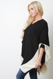 Two-Tone Thick Knit Poncho