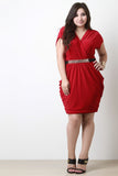 Ruched Surplice Dress With Belt