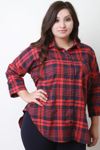 Quarter Sleeve Flannel Top