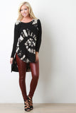 Tie Dye Knit Long Sleeve Raw High Low Hem Sweater Top