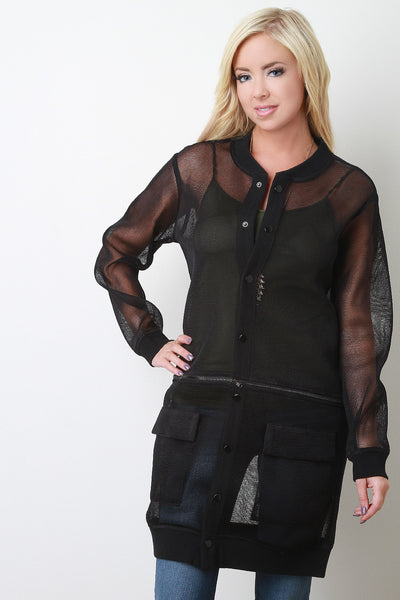 Sheer Mesh Detachable Zip Jacket