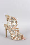 Liliana Metallic Strappy Back Corset Lace Up Stiletto Heel