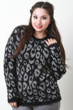 Fuzzy Leopard Long Sleeves Sweater Top