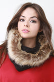 Fur Trim Solid Knit Tube Scarf