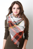 Plaid Gauzey Knit Square Scarf