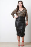 Leopard Print Zipper V-Neck Top