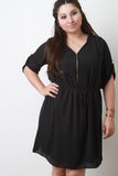 Chiffon Zipper V-Neck Dress