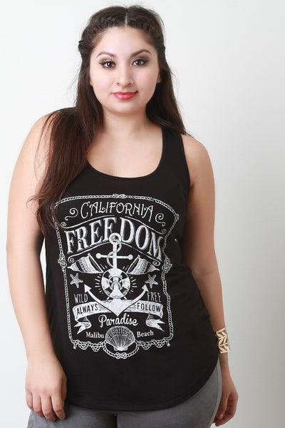 Freedom Print Racerback Sleeveless Top