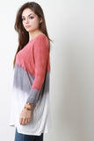 Horizontal Tie Dye Dolman Sleeves Boxy Cut Tunic Top