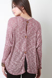 Marl Knit Back Button Top