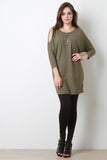 Cold Shoulder Dolman Sleeve Fleece Top